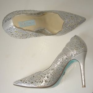 Blue by Betsey Johnson Elsa heel pumps rhinestone
